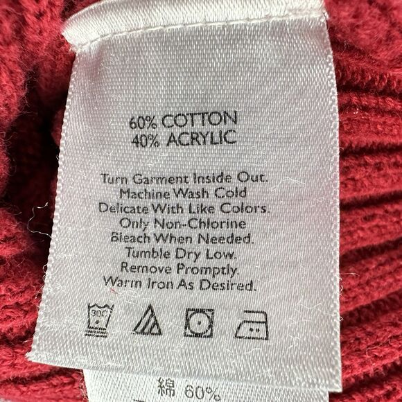 Eddie Bauer Cardigan Sweater Womens XL Red Cotton Blend Ribbed Zip Mock Neck* - Picture 13 of 15